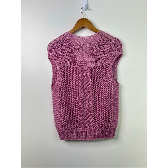 Vintage Plymouth Knit Pink‎ Open Weave Sweater Vest Women’s L Made in Korea - Picture 6 of 11